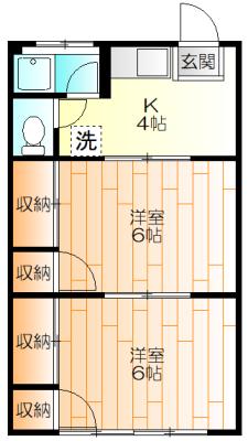 イワサワビル(2K/3階)の間取り写真