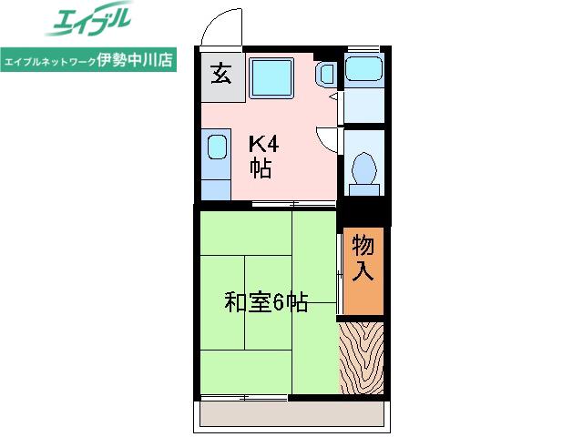 アンティークヒルズ(1K/1階)の間取り写真