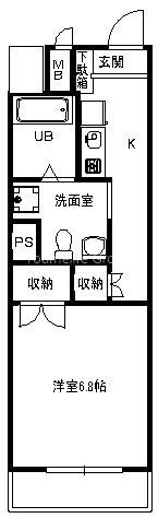 ブレクレール湘南(1K/6階)の間取り写真