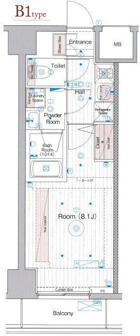ベルグレードSK DUE(1K/5階)の間取り写真