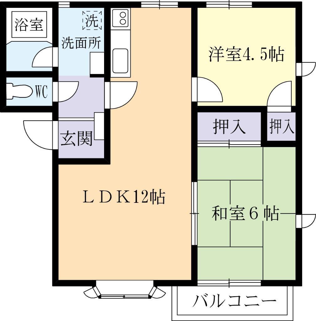フラワーハイツIIB(2LDK/2階)の間取り写真