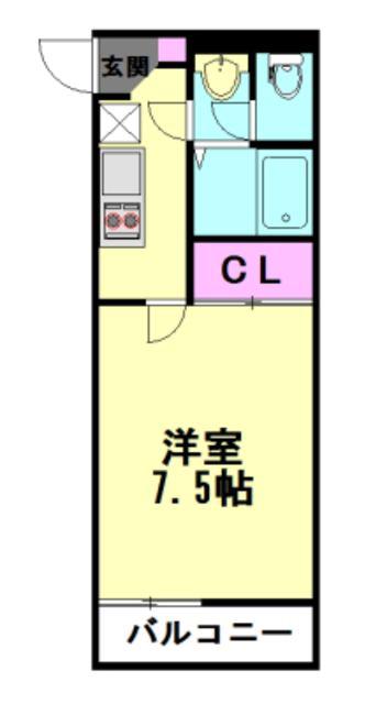 クレイノリヴェール(1K/3階)の間取り写真