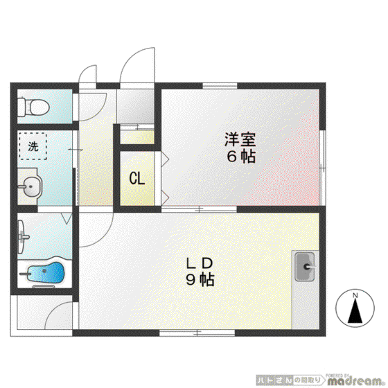 パレスリリーベル(1LDK/2階)の間取り写真