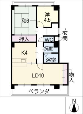 第二佐久間ビル(2LDK/3階)の間取り写真