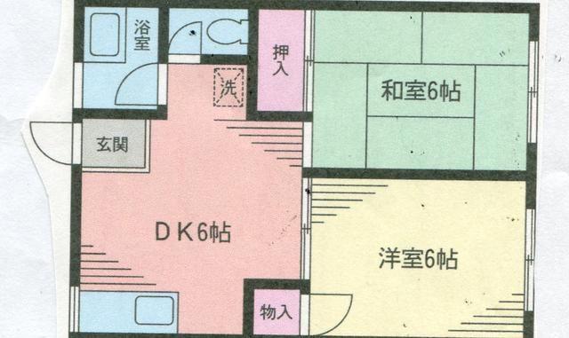 クレストミナミ(2DK/2階)の間取り写真