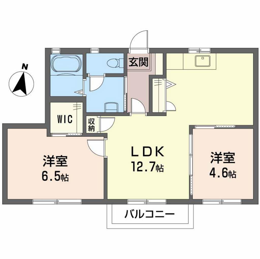 グランシードM・SA棟(2LDK/2階)の間取り写真