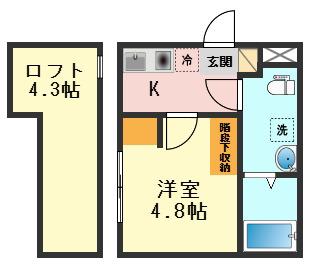 ハーモニーテラス京成高砂(1K/2階)の間取り写真