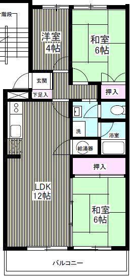リバーサイドC棟(3LDK/2階)の間取り写真