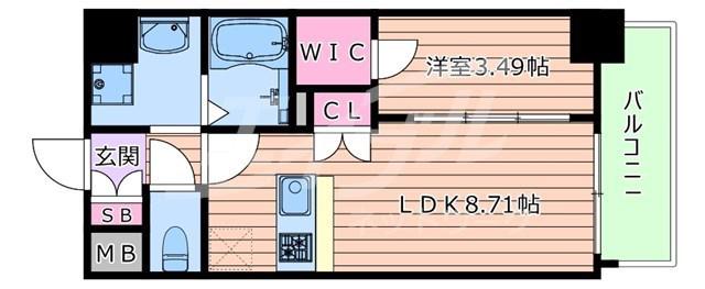 サムティ京橋CLEAR(1LDK/13階)の間取り写真