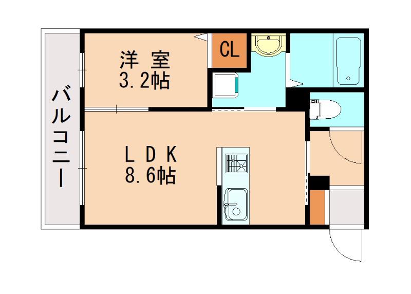 フィ―リックス和白丘(1LDK/3階)の間取り写真