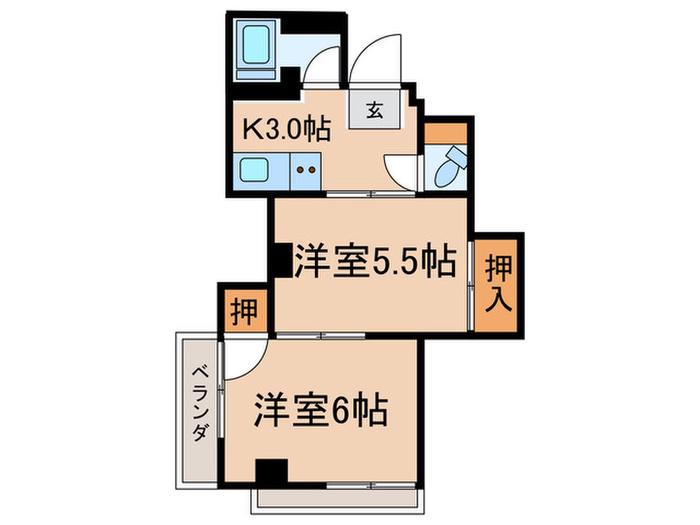 第一いずみビル(2K/2階)の間取り写真