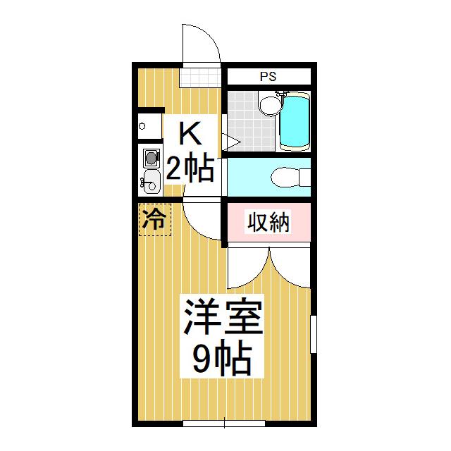 メイプル山岸(1K/2階)の間取り写真