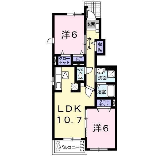 プリート.カーサA(2LDK/1階)の間取り写真