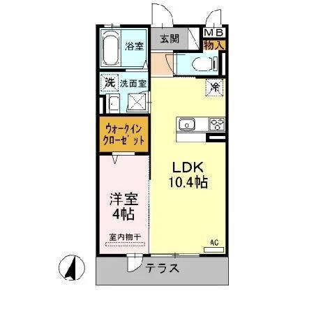 ディイゾラ北野田(1LDK/1階)の間取り写真