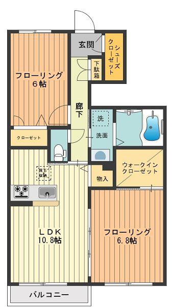 GRAND CERCLE(2LDK/1階)の間取り写真