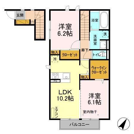 フジクレールA(2LDK/2階)の間取り写真
