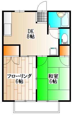シャレーローズ(2DK/2階)の間取り写真