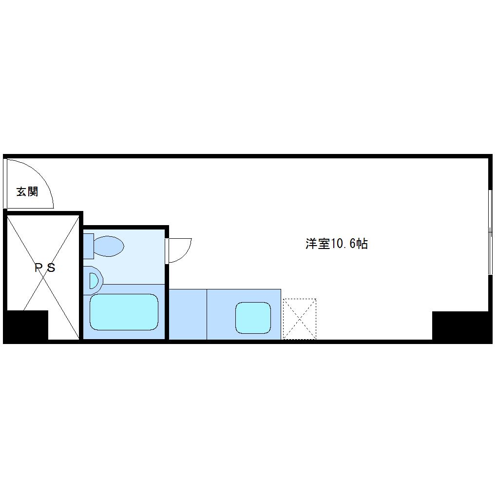 コーポ土樋(ワンルーム/8階)の間取り写真