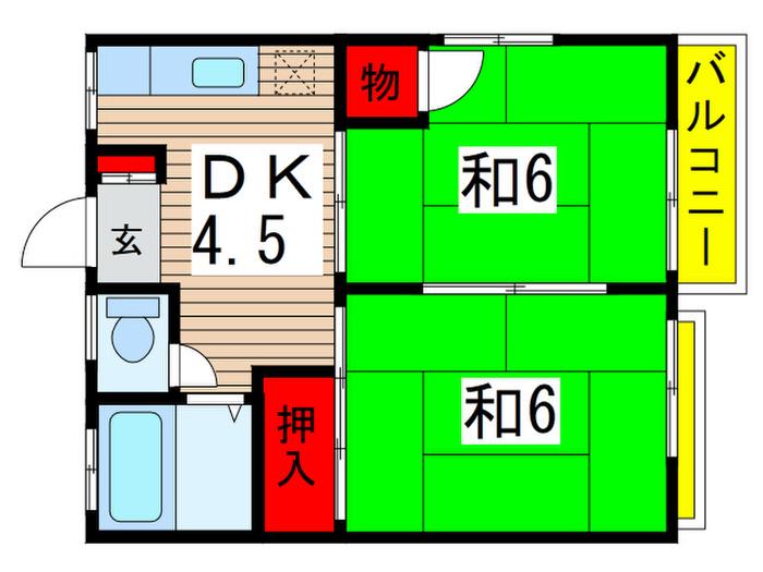 東ハイツ(2DK/2階)の間取り写真