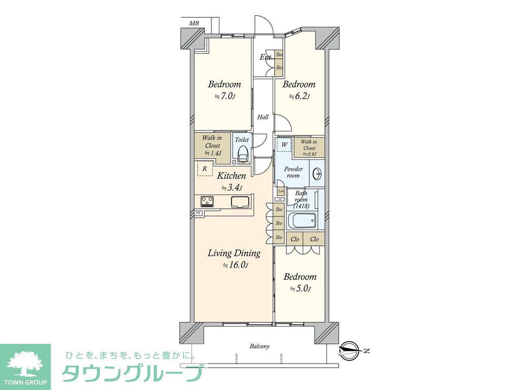パークホームズLALA名古屋みなとアクルスシーズンズ(3LDK/3階)の間取り写真