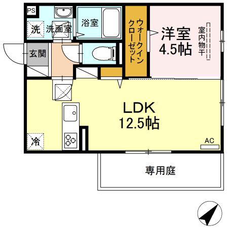 グレース下南部(1LDK/1階)の間取り写真
