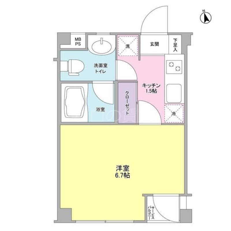 カルディア荏原中延(1K/2階)の間取り写真