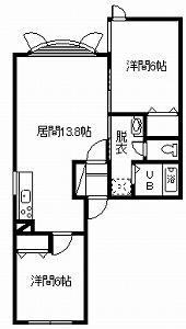 プラダ美瑛I(2LDK/2階)の間取り写真