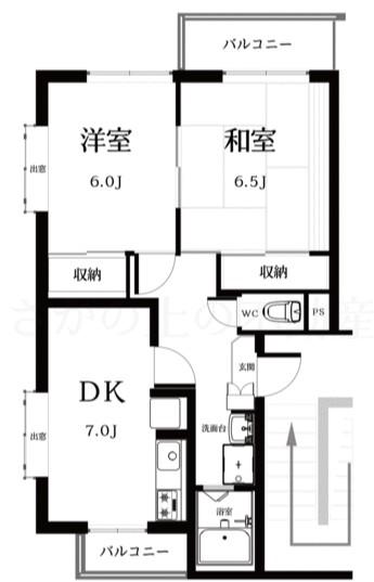 ミニアムIWASE(2DK/4階)の間取り写真