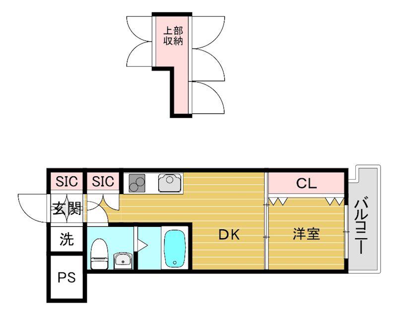 アリビオ天神南(2K/3階)の間取り写真