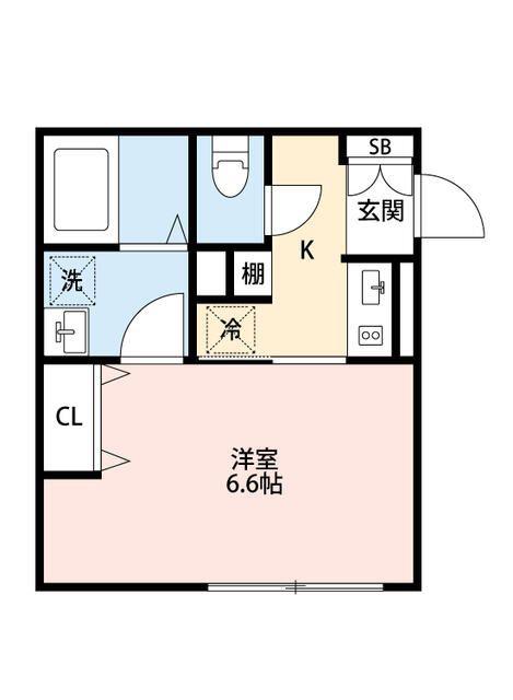 J ARC三軒茶屋I(1K/2階)の間取り写真