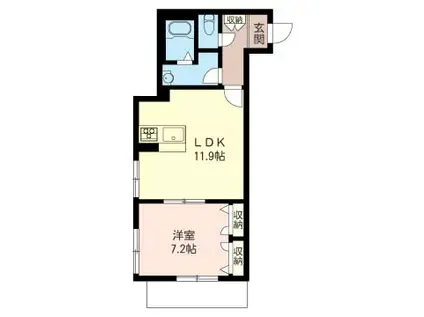 CIERO AZUL東海岸(1LDK/3階)の間取り写真