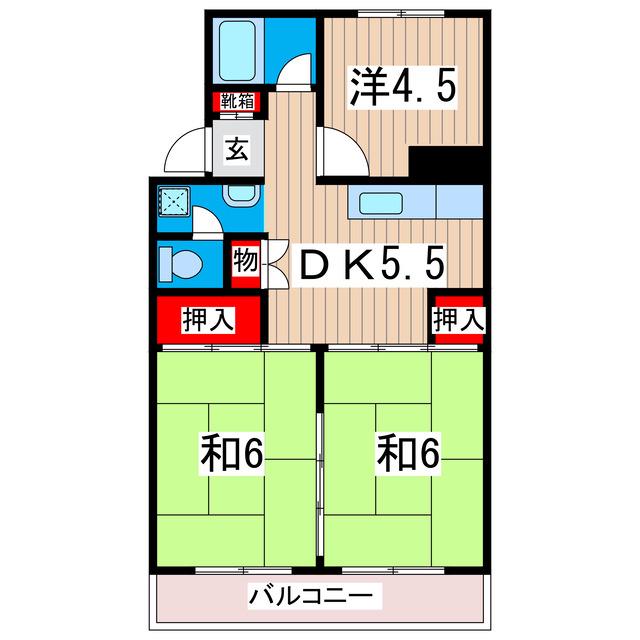ハイツことぶき(3DK/5階)の間取り写真