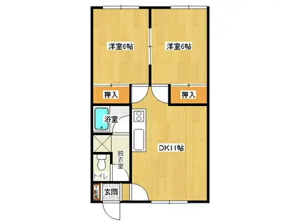 コーポ春(2DK/1階)の間取り写真