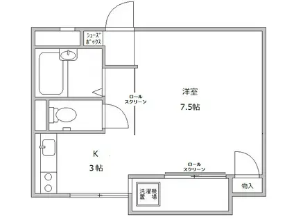 ベラ田園調布(1K/1階)の間取り写真