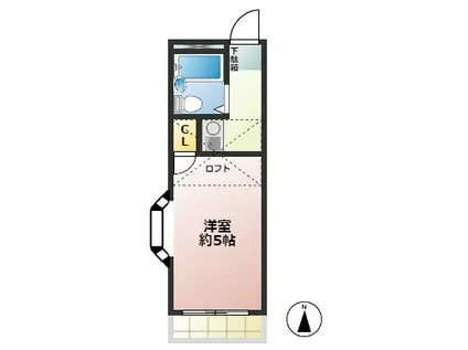 ヒディングフォート(1K/1階)の間取り写真