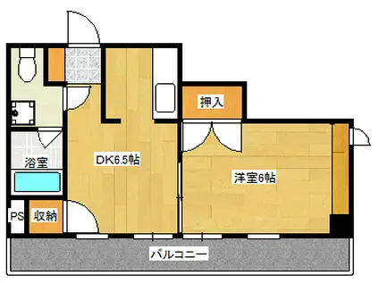 サンビル(1DK/2階)の間取り写真