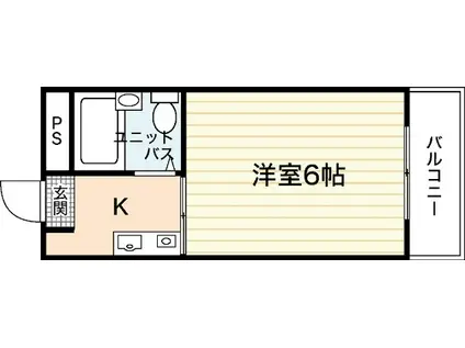 K・B・M三筋(ワンルーム/2階)の間取り写真