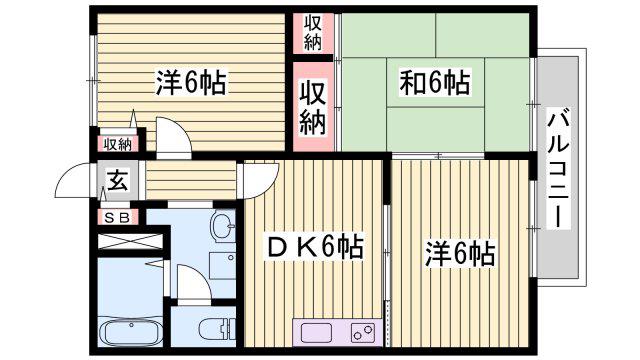 フレグランス北今宿(3DK/1階)の間取り写真