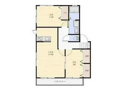 パナハイツクォーレ(2LDK/2階)の間取り写真