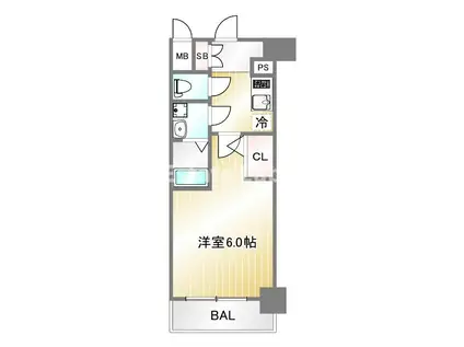 エスリード神戸兵庫駅アクアヴィラ(1K/5階)の間取り写真