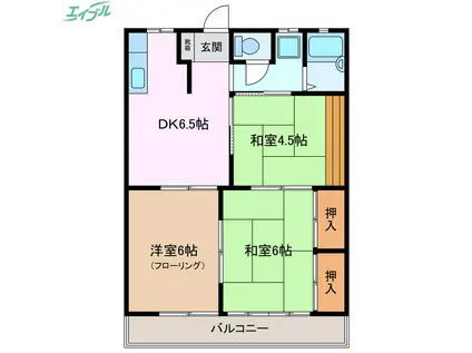 城東ハイツI(3DK/2階)の間取り写真