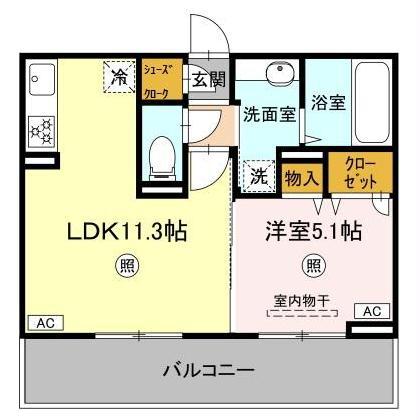 アーバンコート長嶺南(1LDK/2階)の間取り写真