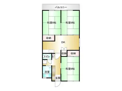 ダイマルコーポ柏の森(3DK/5階)の間取り写真