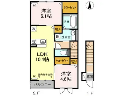 コンフォール西小鷹野(2LDK/2階)の間取り写真
