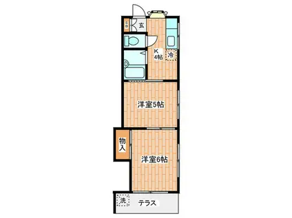 レジデンスIII(2K/1階)の間取り写真