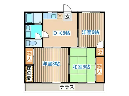 アイバンハイツI(3DK/2階)の間取り写真