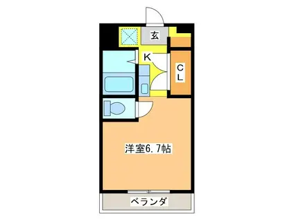 ハムレットコミューンC(1K/3階)の間取り写真