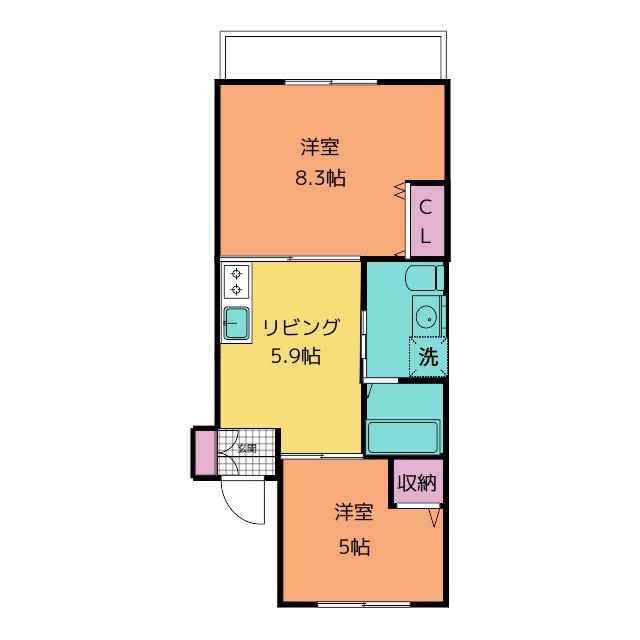 パインヒル17(2DK/1階)の間取り写真