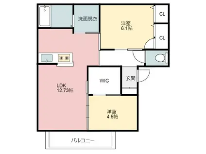 プロシードMG G棟(2LDK/2階)の間取り写真