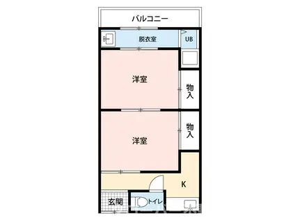 高倉ハイツA(2K/2階)の間取り写真